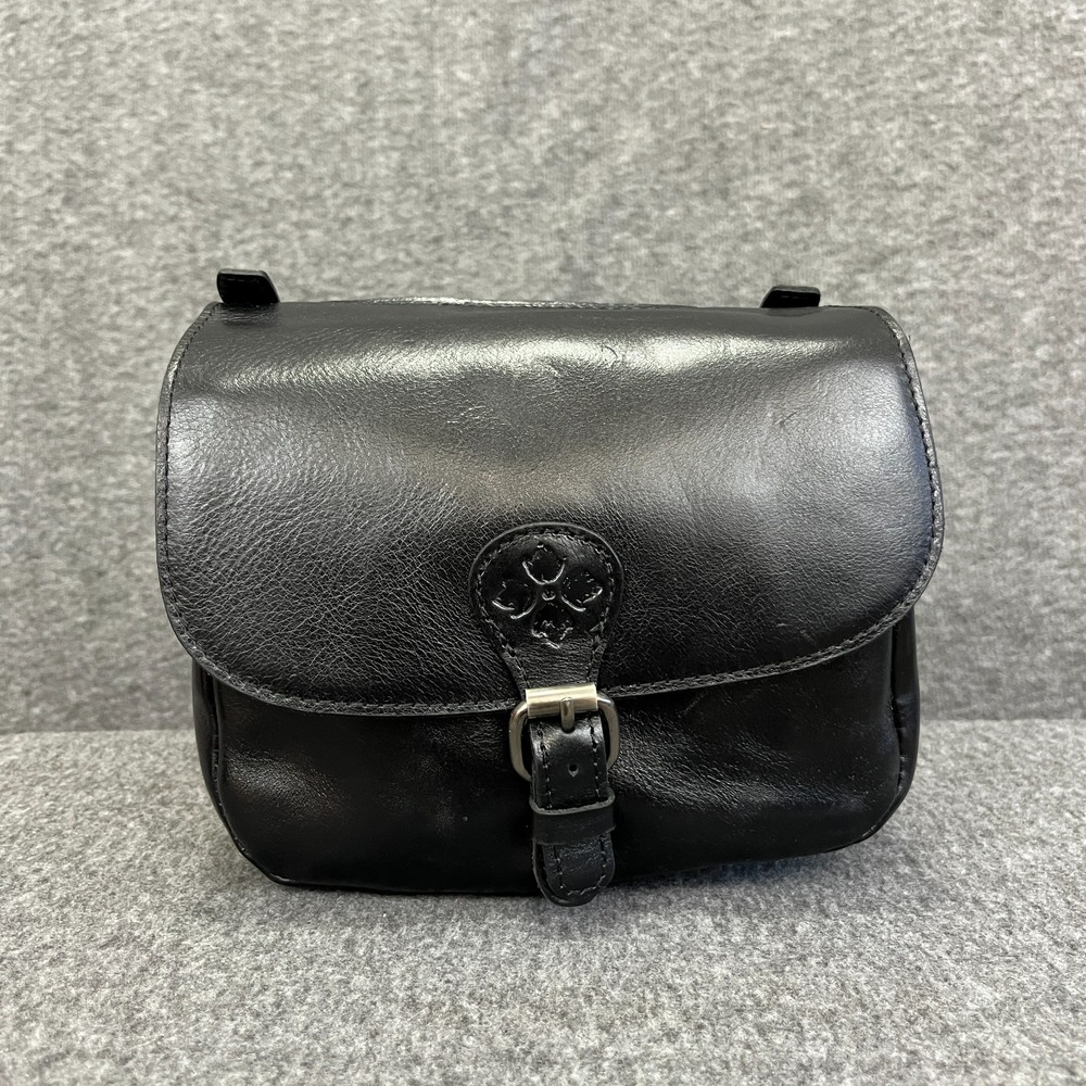 Patricia Nash London Saddle Bag Heritage Black Leather Crossbody Medium Purse